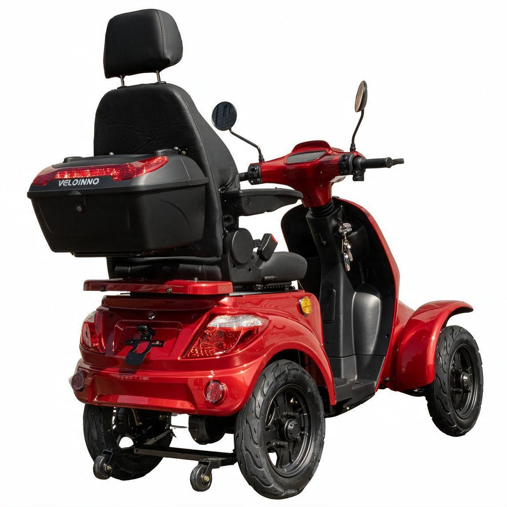 Ainohot F2R 4-wheeled electric mobility scooter with a rear storage box, shown on a plain white background.