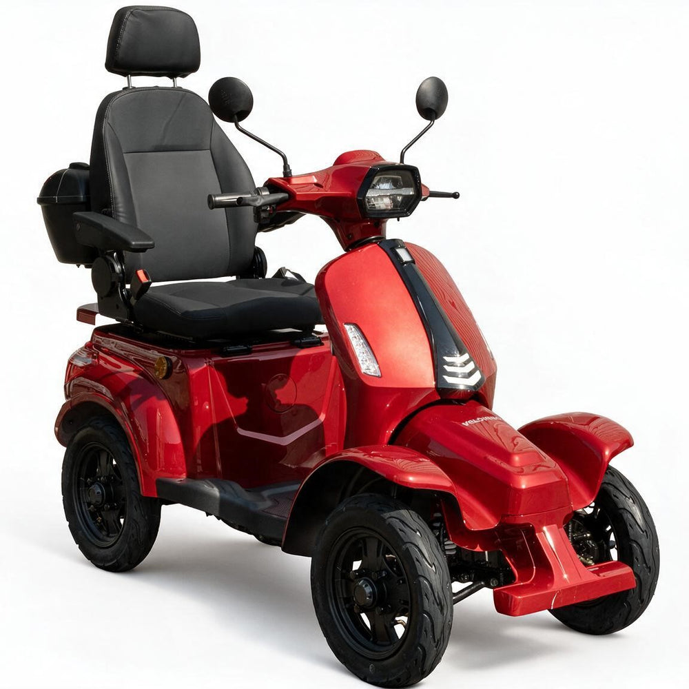Ainohot F2R 4-wheeled electric mobility scooter with a black seat, black mirrors, and black wheels, shown on a white studio background.