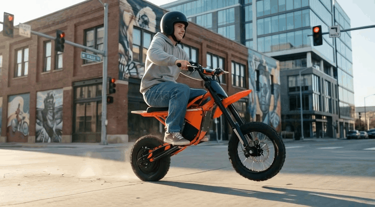 ainohot dirt ebike blaze solid orange wheelie