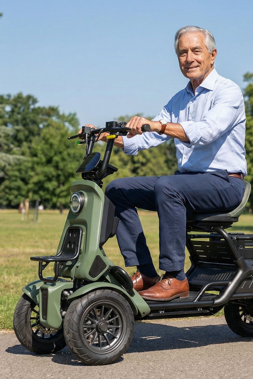 ainohot s20 4 wheel ebike old man riding outside